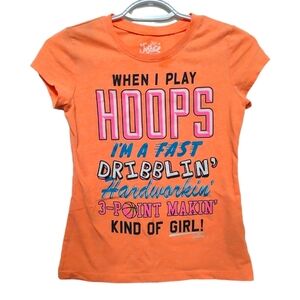 Justice Girl's Orange Basketball Graphic T-Shirt Size 10
